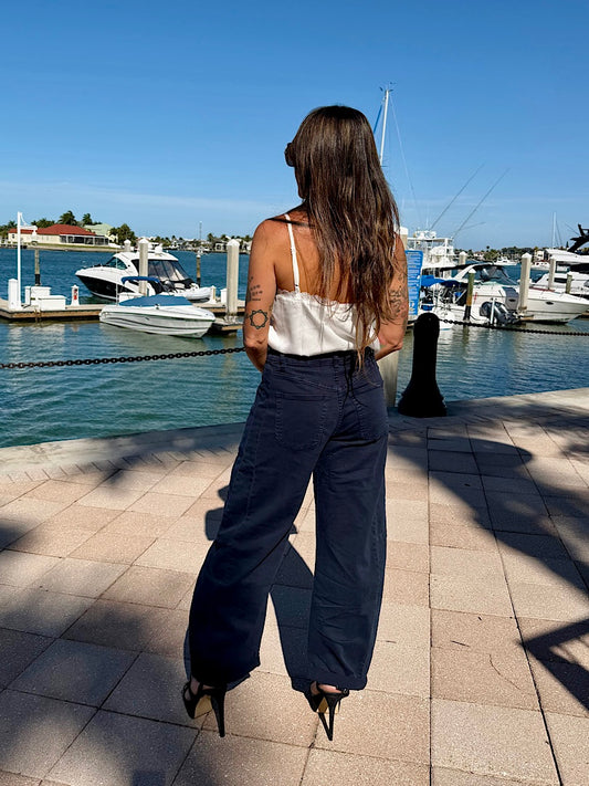 Navy Barrel Jeans