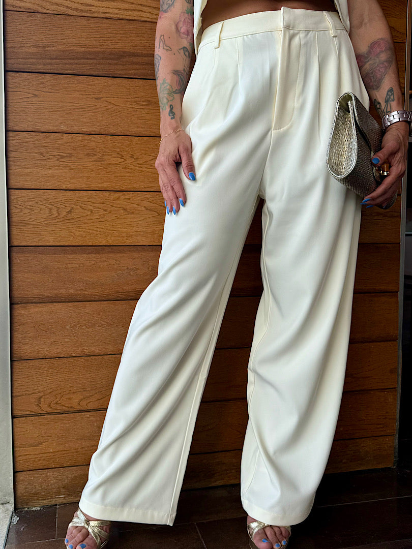 Off White Pleated Trousers