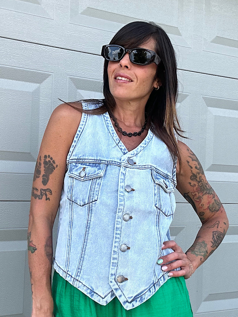 Retro Denim Crop Top