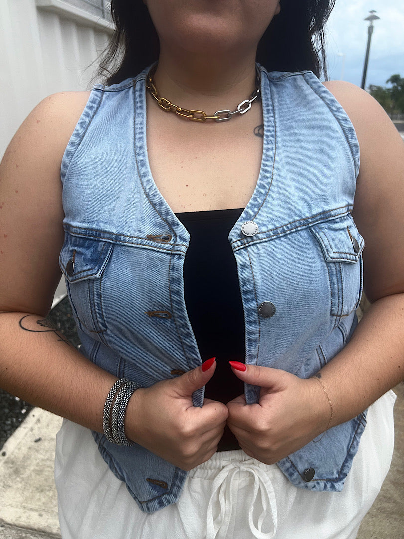 Retro Denim Crop Top