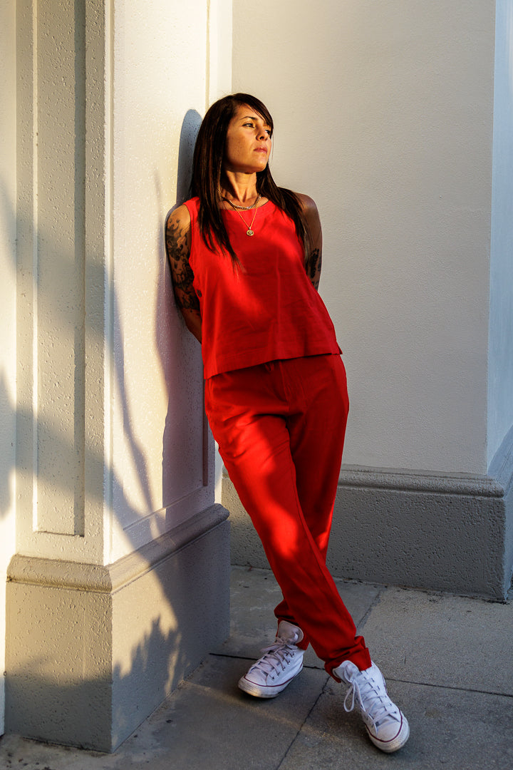 Red Linen Set