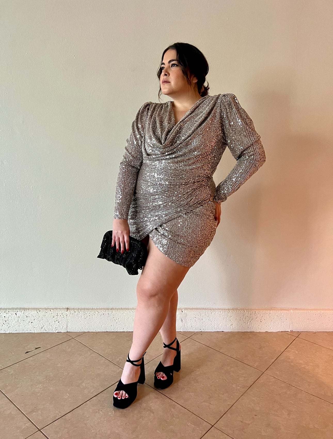 Sequin Cowl Dress