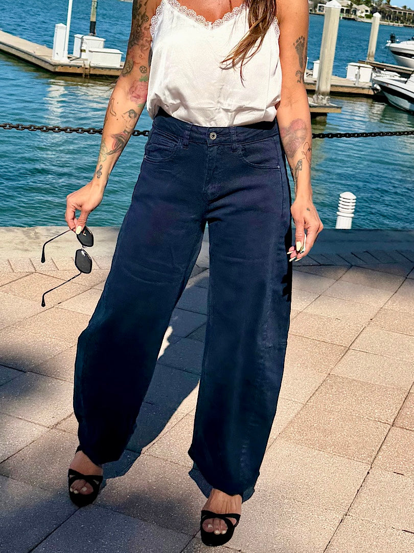 Navy Barrel Jeans