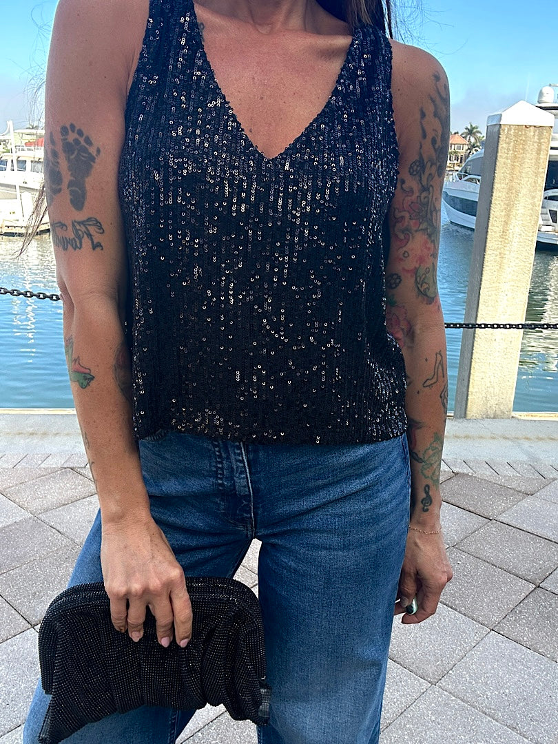 Black Sequin Top