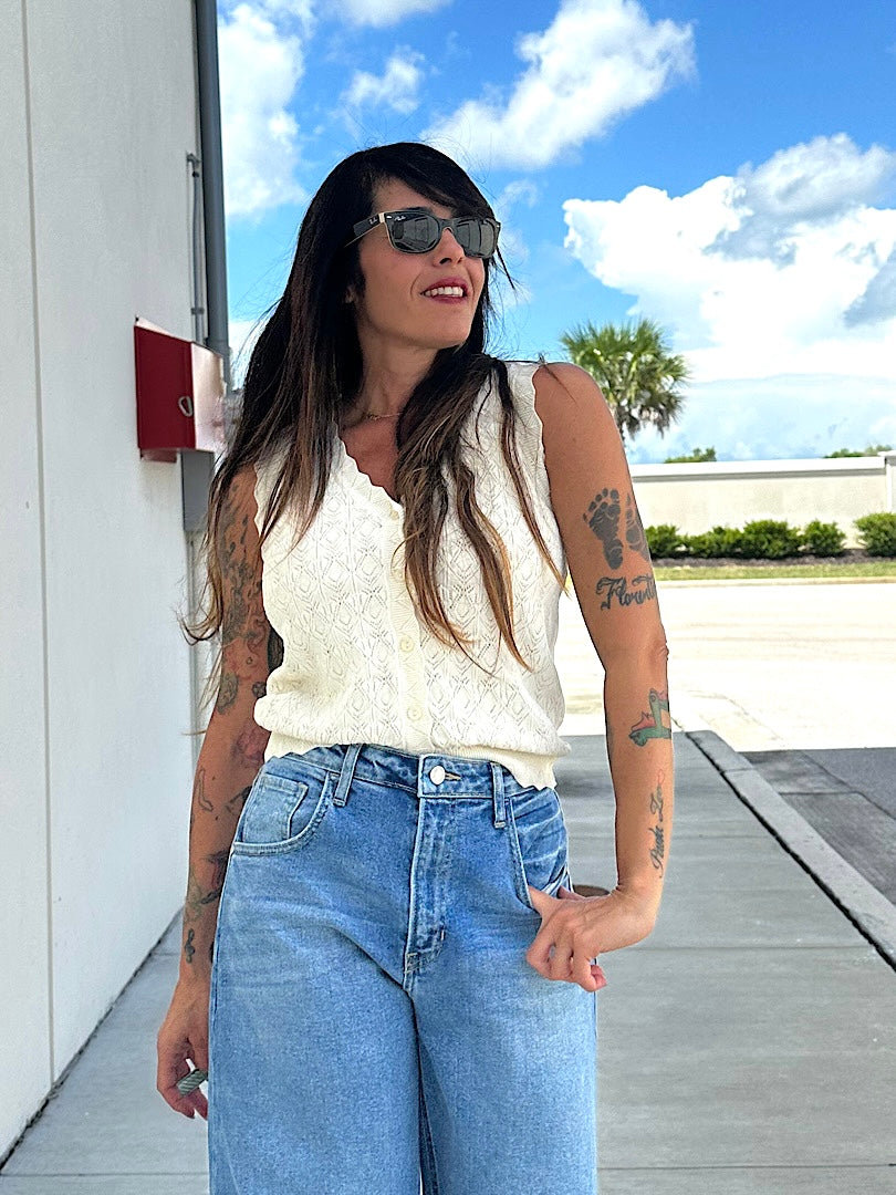 Beige Bloom Vest