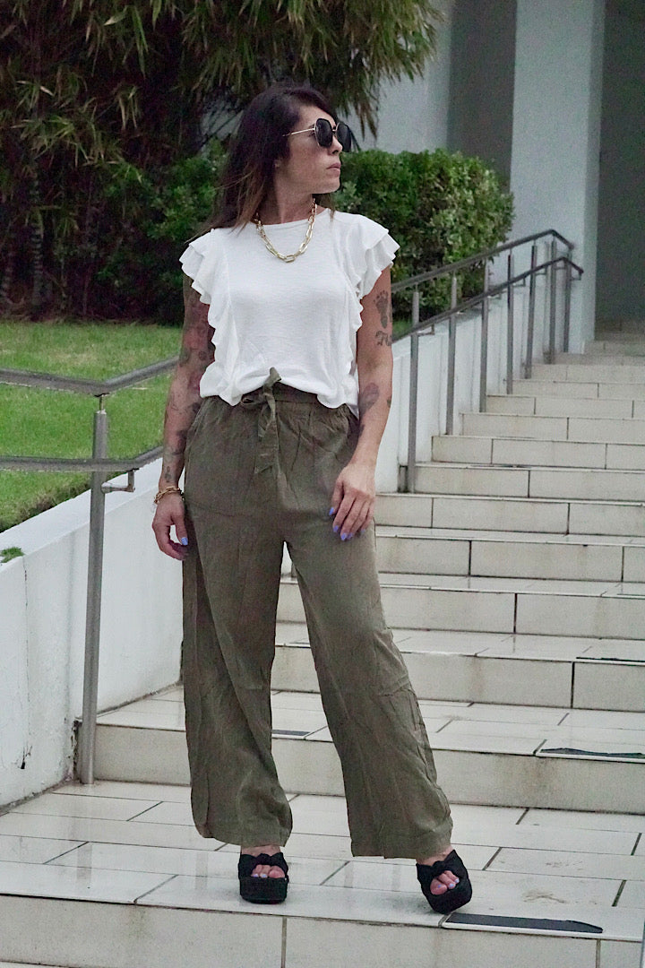 Dyed Tencel Wide Leg Pant