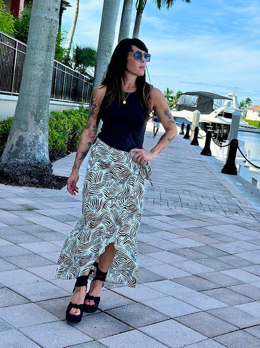 Printed Wrap Skirt