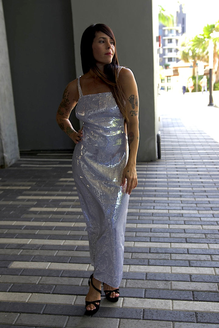 Silver Strokes Maxi Dress