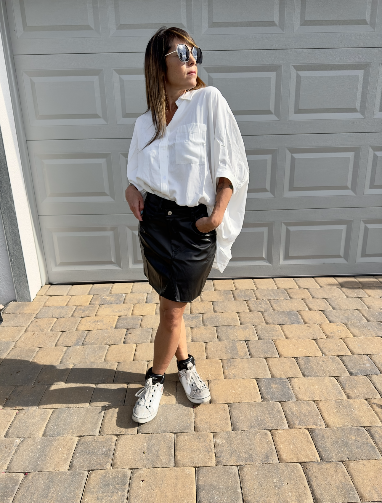 Faux Leather Asymmetrical Skirt