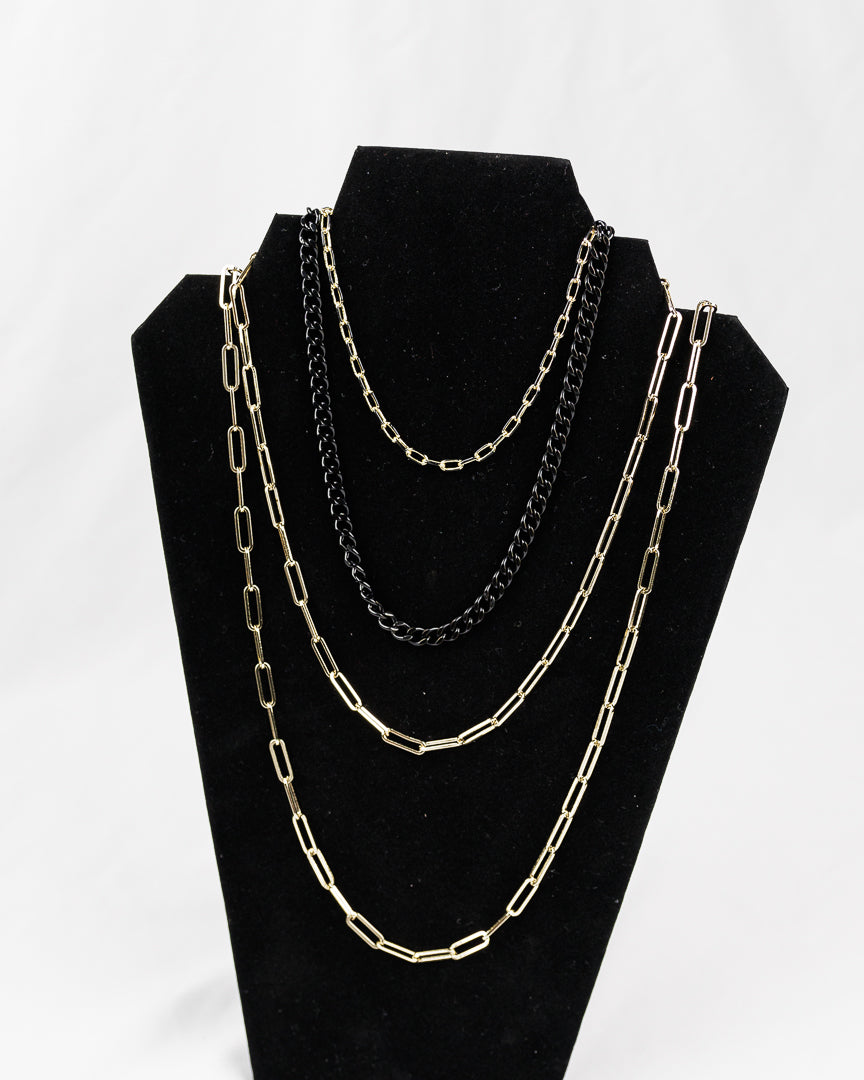 4 Necklace 14K Gold Plated Set