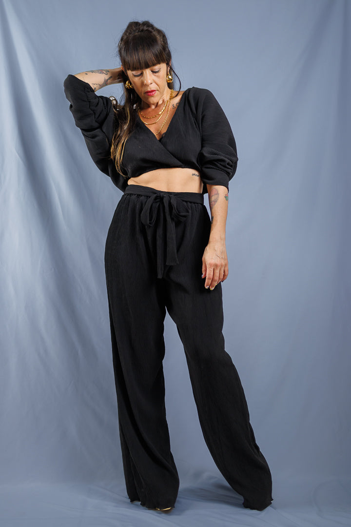 Pleated Wavy Pants & Top Set