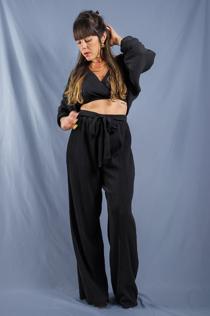 Pleated Wavy Pants & Top Set